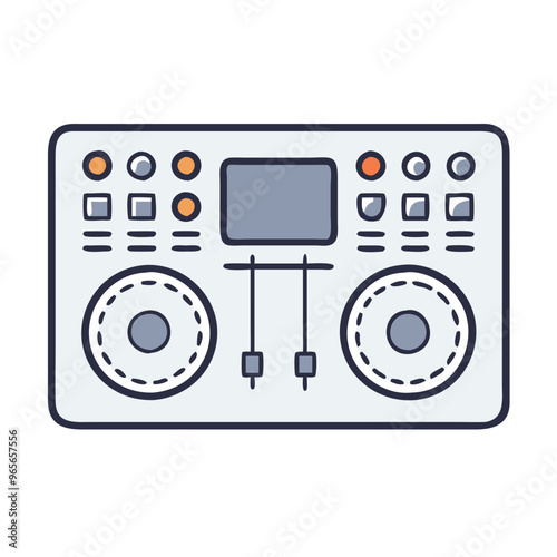 DJ Mixer Icon in Flat Style Gray for Audio Mixing Equipment