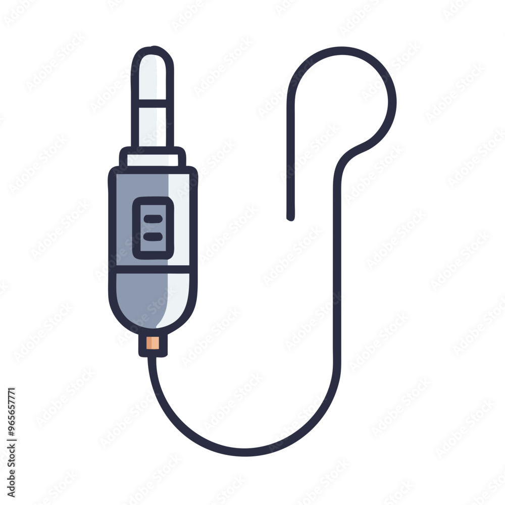 Audio jack connector in blue outline style Audio jack connector in blue outline style