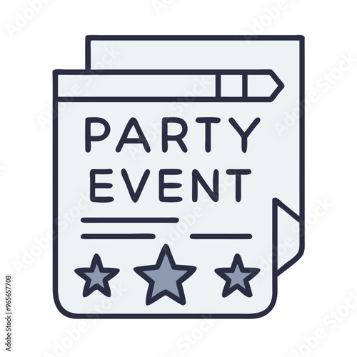 Party event flyer in blue outline style with copy space