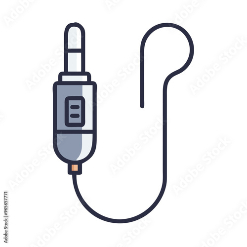 Audio jack connector in blue outline style