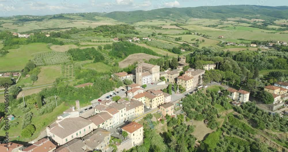 Mountaintop Charming Village Of Lorenzana In The Province of Pisa, Tuscany Italy. Aerial Shot Mountaintop Charming Village Of Lorenzana In The Province of Pisa, Tuscany Italy. Aerial Shot