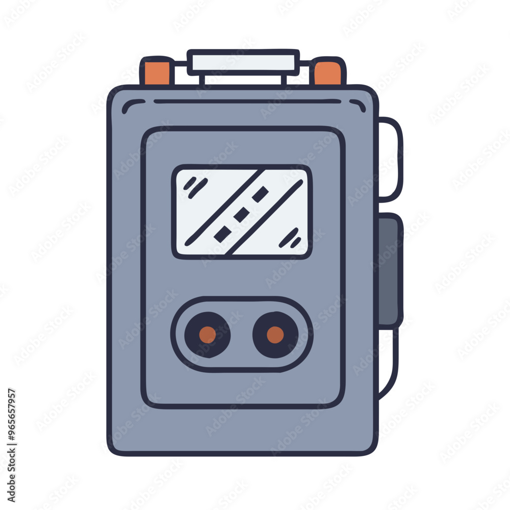 Walkman-style Device Blue Minimalist Portable Audio Player Symbol Walkman-style Device Blue Minimalist Portable Audio Player Symbol