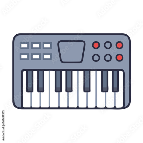 Digital Keyboard Blue Minimalist Electronic Music Instrument Symbol