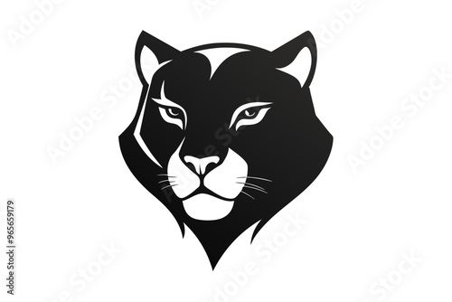  a tiger  head icon, featuring a modern stylish shape with an underline, set on a solid white background  photo