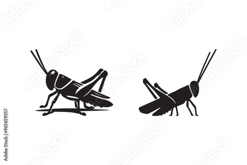 A simple Grasshopper Silhouette black logo with a white background