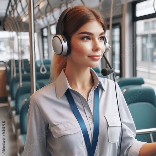 172 White Woman's Professionalism Tram Driver Position Izobrajen photo