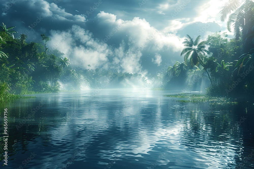 Mystical River Through Tropical Rainforest Mystical River Through Tropical Rainforest