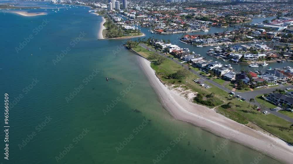 Real Estate Property Of Shearwater Esplanade In Runaway Bay, Gold Coast, Queensland, Australia. Aerial Shot Real Estate Property Of Shearwater Esplanade In Runaway Bay, Gold Coast, Queensland, Australia. Aerial Shot