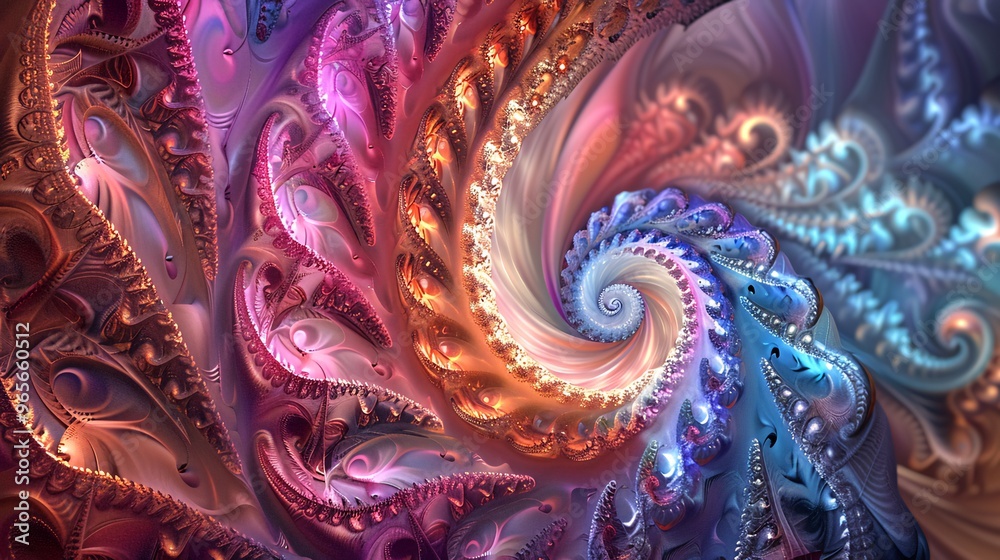 A vibrant and intricate fractal pattern with swirling colors and complex details. A vibrant and intricate fractal pattern with swirling colors and complex details.