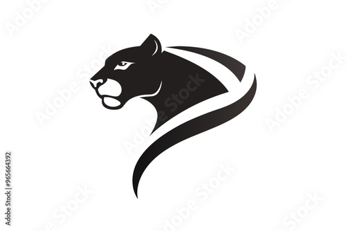 A Cheetah head icon, featuring a modern stylish shape with an underline, set on a solid white background photo