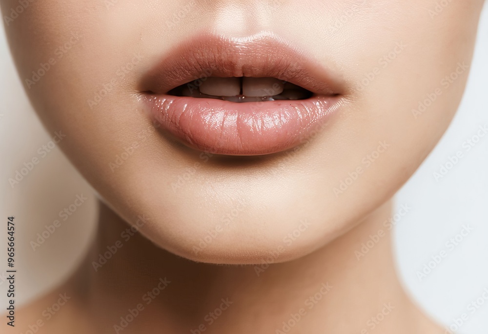 Obraz premium close up on her lips a soft inviting pout