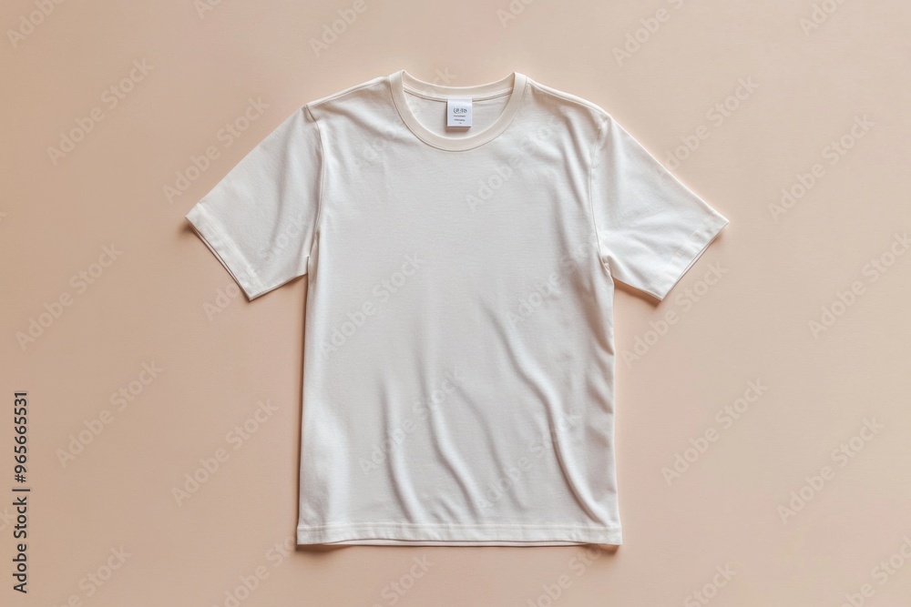 Simple Tshirt Flatlay mockup in beige background created with generative AI Simple Tshirt Flatlay mockup in beige background created with generative AI