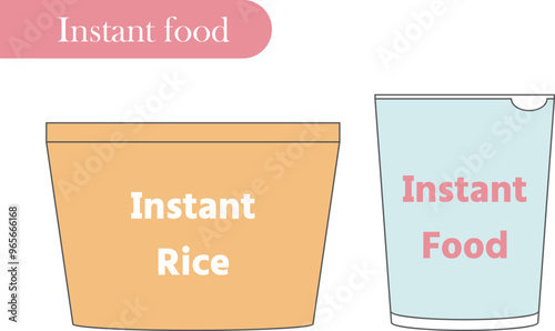 カップ麺や即席ご飯などのインスタント食品のイラスト