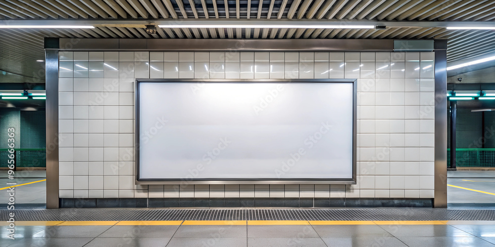 Mockup of blank white screen billboard poster or led in the subway station for advertisement.