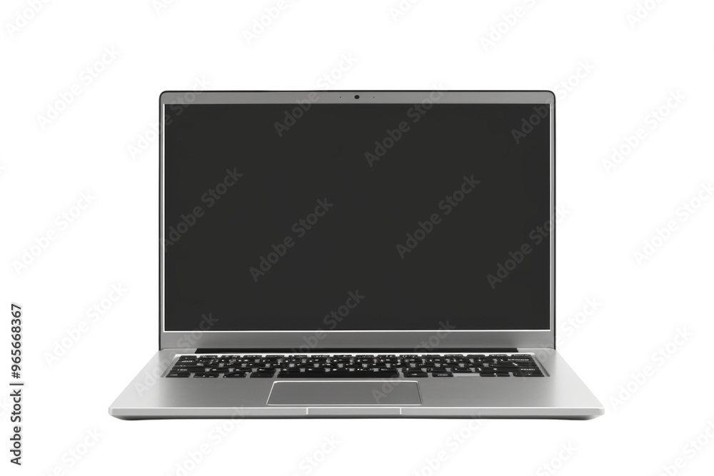 Front view of a modern laptop with transparent screens, isolated on white background Front view of a modern laptop with transparent screens, isolated on white background
