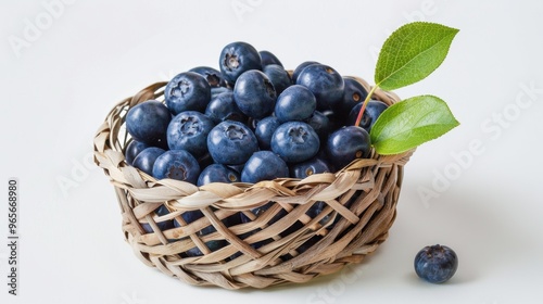 Wallpaper Mural Blueberry fruit in basket isolated over white background Torontodigital.ca