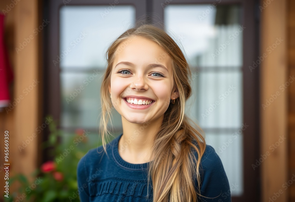 Content Swiss girl with a beaming smile showing her inner happin Content Swiss girl with a beaming smile showing her inner happin