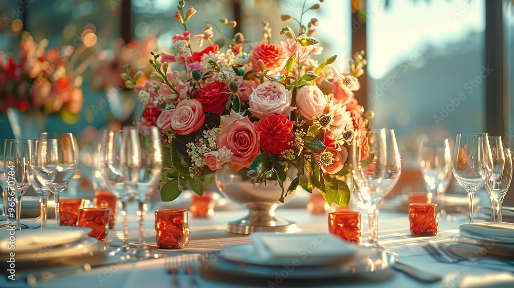 Elegant Table Setting with Floral Centerpiece Elegant Table Setting with Floral Centerpiece