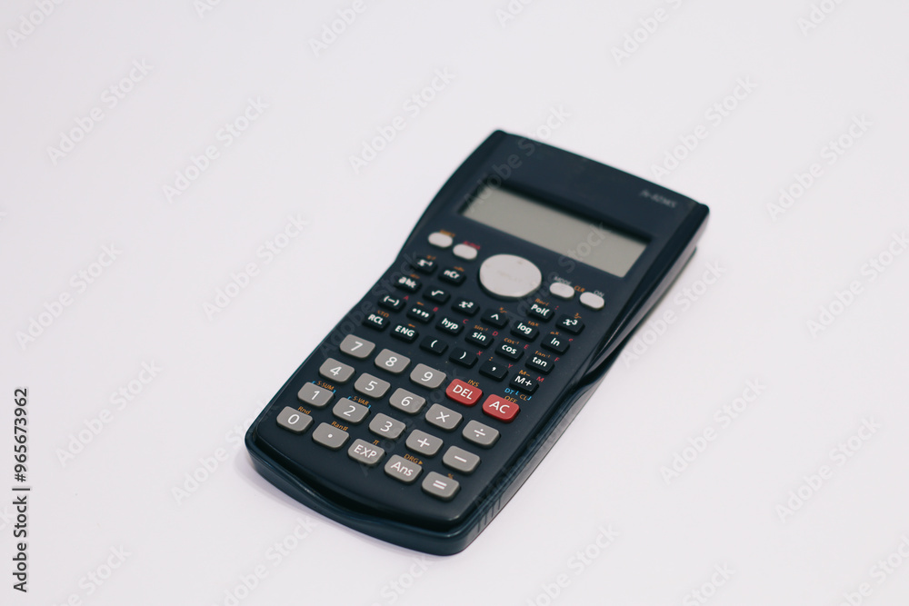 Modern Black Calculator with Large Display on White Modern Black Calculator with Large Display on White