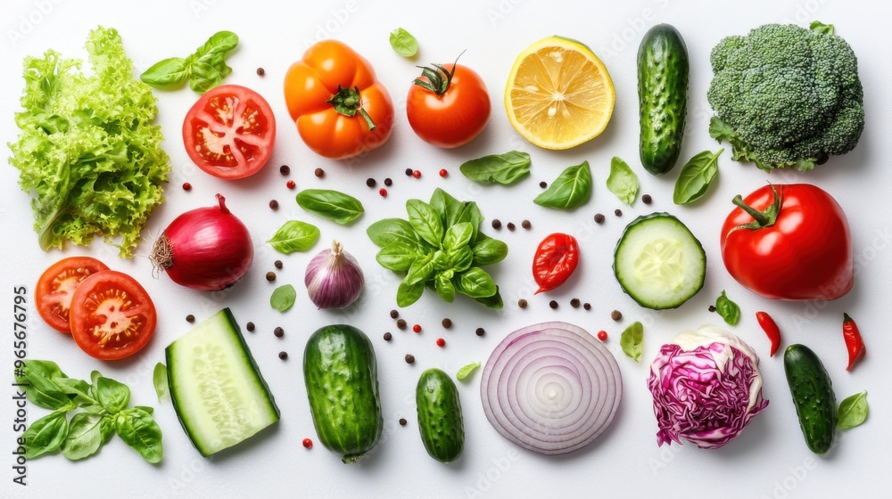 Naklejka premium Creative summer vegetable arrangement