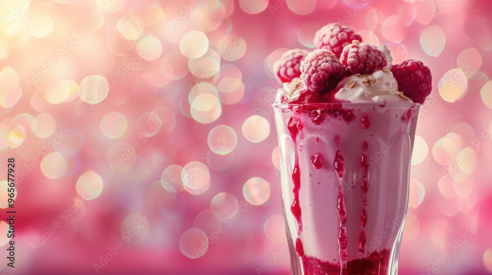 Yogurt milk shake with raspberry fruit Yogurt milk shake with raspberry fruit