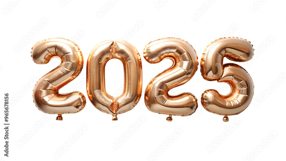 Number 2025 shape balloon on transparent or white background Number 2025 shape balloon on transparent or white background