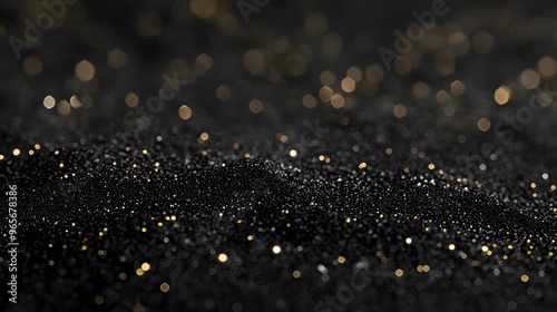 Abstract black and gold textured background with a subtle wave pattern and bokeh lights.