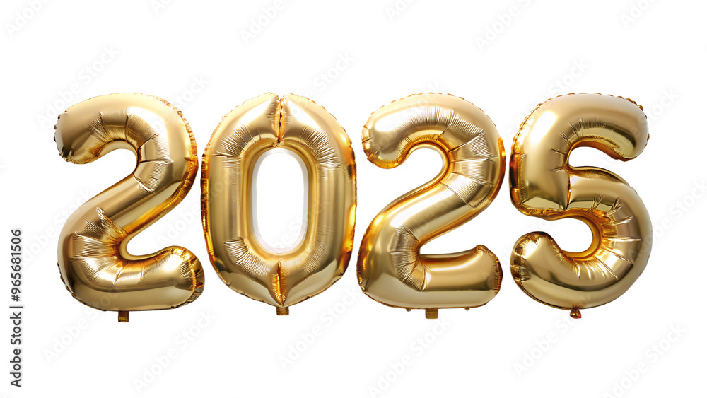 Number 2025 shape balloon on transparent or white background Number 2025 shape balloon on transparent or white background