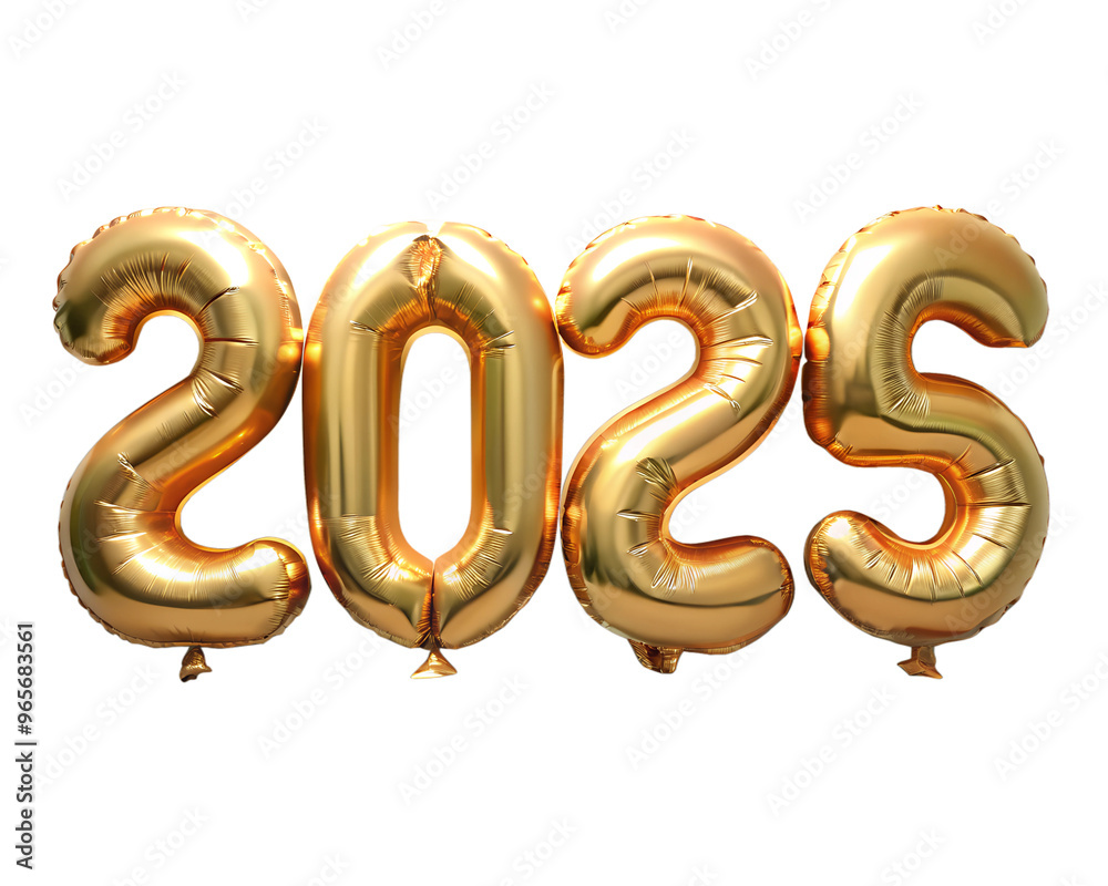 Number 2025 shape balloon on transparent or white background Number 2025 shape balloon on transparent or white background