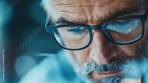 A close-up shot of an illuminated object against a dark, abstract background, highlighting the light's edge and creating a captivating visual effect. photo