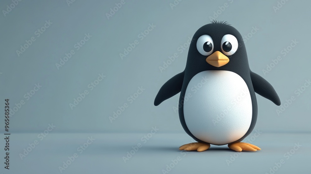 Cartoon penguin character illustrated on a plain background 2D rendering Cartoon penguin character illustrated on a plain background 2D rendering