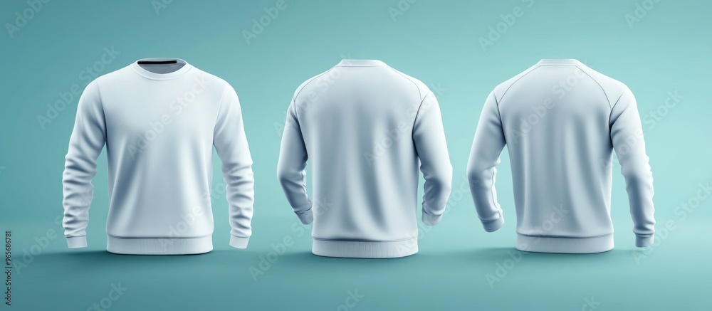 3D Realistic White Sweatshirt, Front, Back, and Side Views 3D Realistic White Sweatshirt, Front, Back, and Side Views