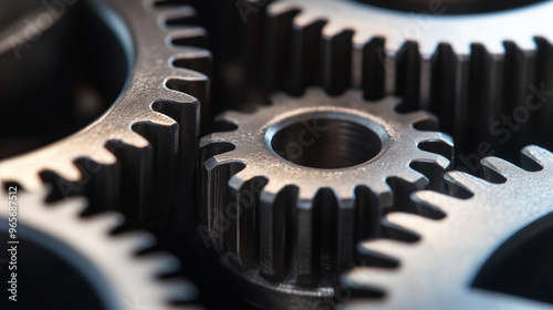 close up of a gear | gear wheel | Metalic gears | cogs | machinery | mechanical | engineering | industrial | clock