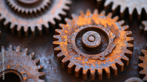 Metalic gears |  cogs | machinery | mechanical | engineering | industrial | clock