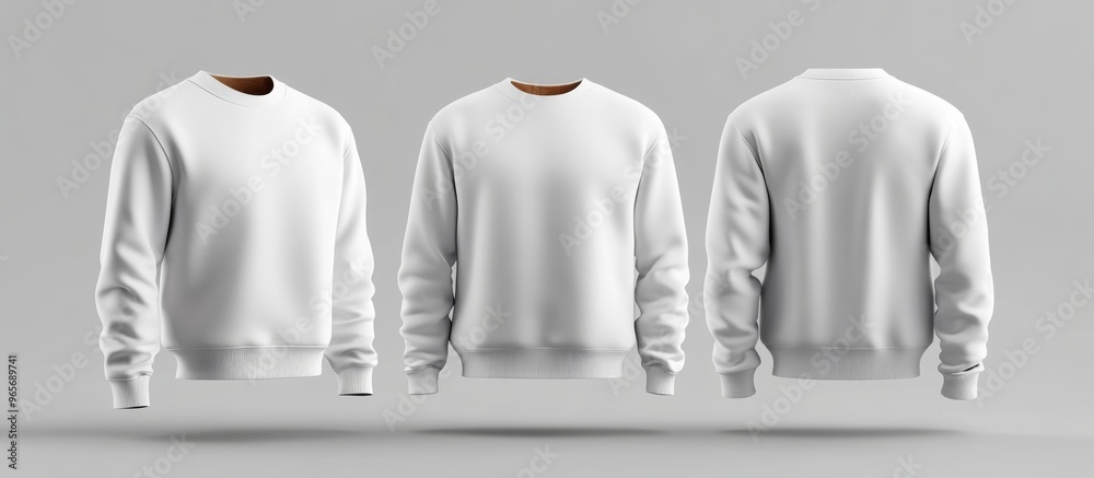 3D Realistic White Sweatshirt, Front, Back, and Side Views 3D Realistic White Sweatshirt, Front, Back, and Side Views