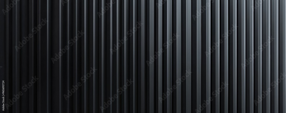 Abstract black corrugated surface with sharp vertical lines, evoking modern design, durability, and high-tech industrial applications Abstract black corrugated surface with sharp vertical lines, evoking modern design, durability, and high-tech industrial applications