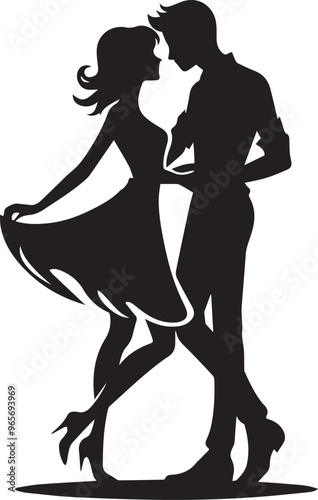 Romantic Couple Silhouette Vector, Silhouette couple love Vector
