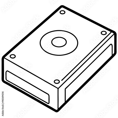hard drive outline coloring book page line art illustration digital drawing