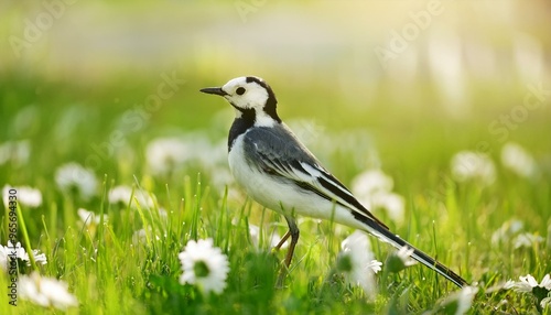 "Nature's Oasis: Bird on a Verdant Meadow"