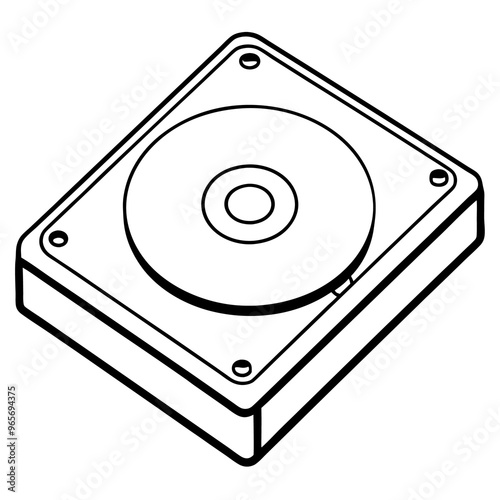 hard drive outline coloring book page line art illustration digital drawing