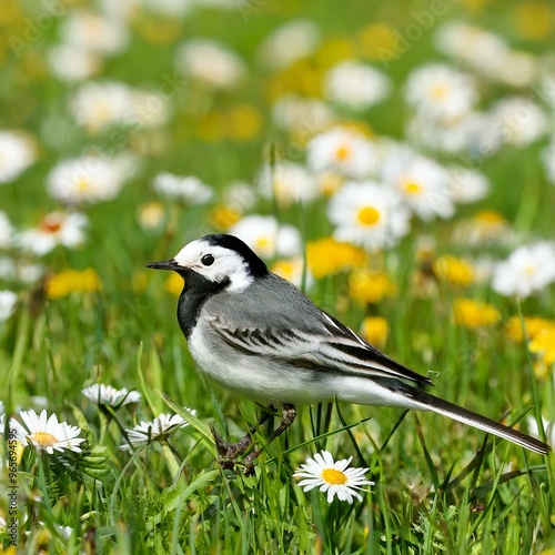 "Nature's Oasis: Bird on a Verdant Meadow"