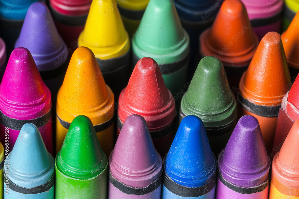A Close-up View of Colorful Crayons A Close-up View of Colorful Crayons