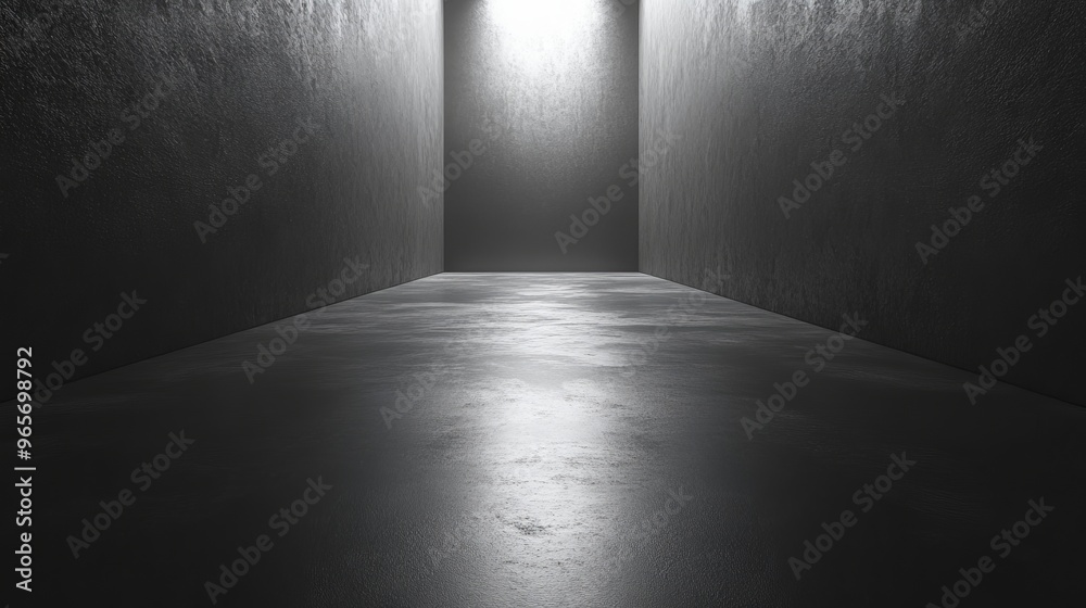 A dark room with a light shining on the floor A dark room with a light shining on the floor