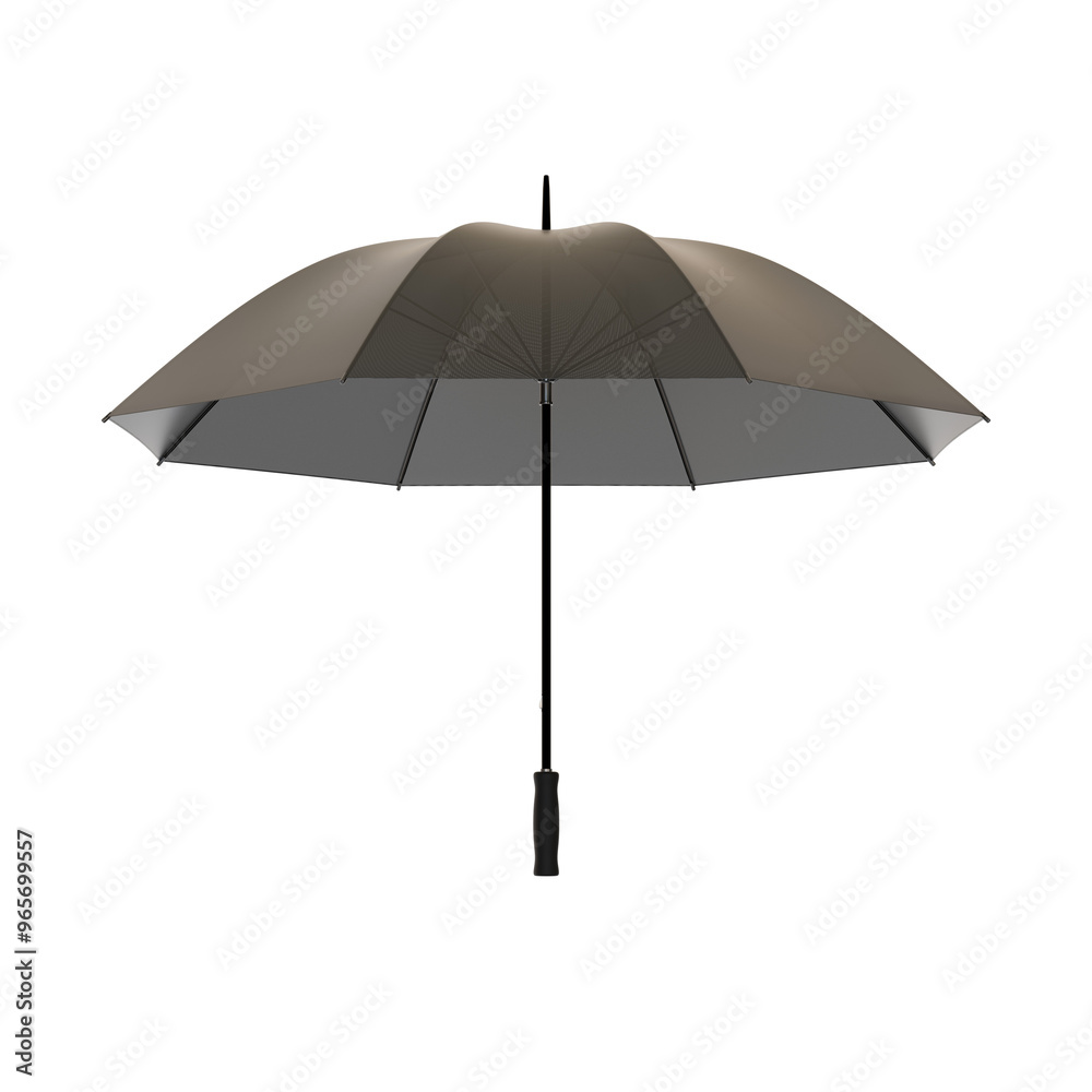 Open black umbrella with black handle, PNG isolated on transparent background Open black umbrella with black handle, PNG isolated on transparent background