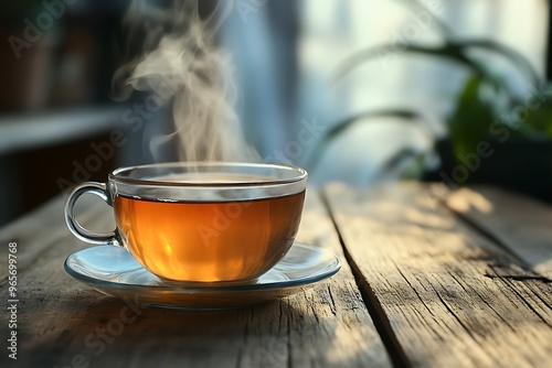 cup of healthy warming tea drink in autumn day 