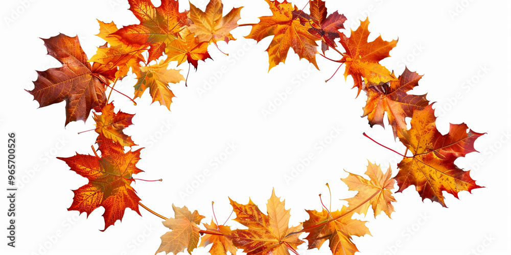 Round Autumnal Leaves Frame - Isolated Fall Decoration Round Autumnal Leaves Frame - Isolated Fall Decoration