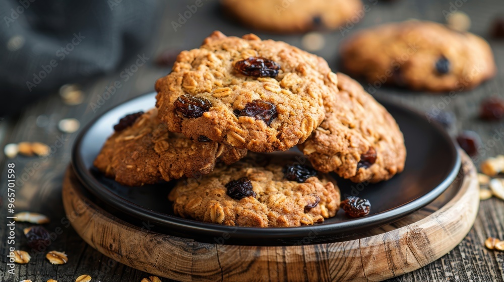 Homemade raisin cookies closeup view Homemade raisin cookies closeup view