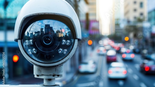 Wallpaper Mural Modern security with a high-tech CCTV camera focusing on a street corner Torontodigital.ca