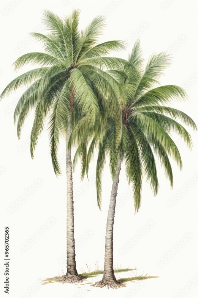Obraz premium Palm trees drawing plant tranquility.