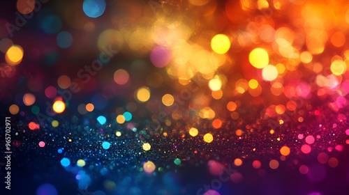 purple and gold background with stars in the sky , shiny light background of bokeh reflections and glitter , gold and purple abstract glitter confetti bokeh background

